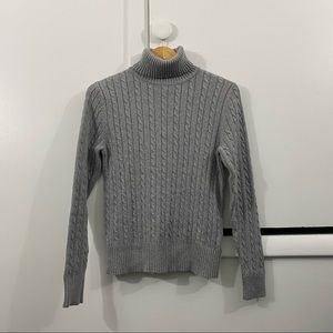 Eddie Bauer Grey Cable Knit Turtleneck Sweater Medium